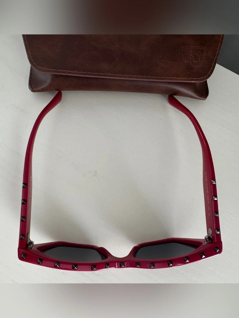 Valentino Red Studded Sunglasses with Dark Lenses